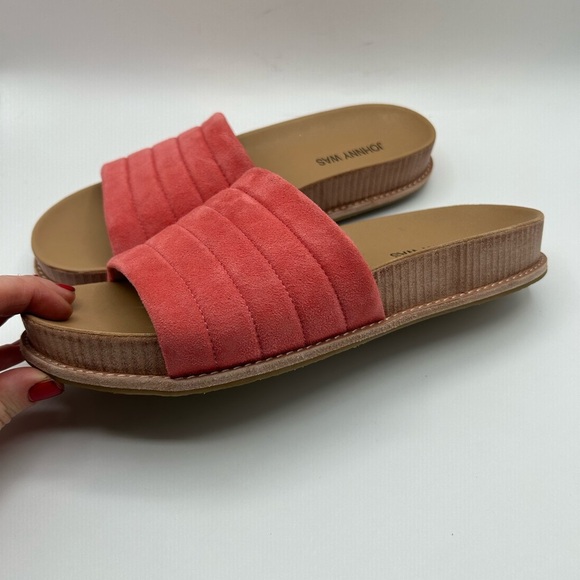 Johnny Was Solid Stitch Coral Pink, Sandal, Slides,Suede Like New, Size 8 - Picture 4 of 11